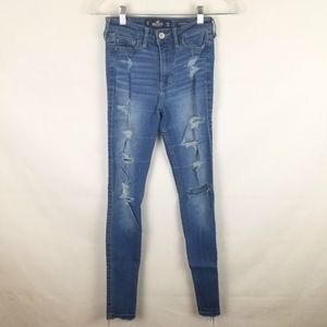 Hollister Skinny Distressed Jeans Size 24/29 Casual Grunge Western Going Out